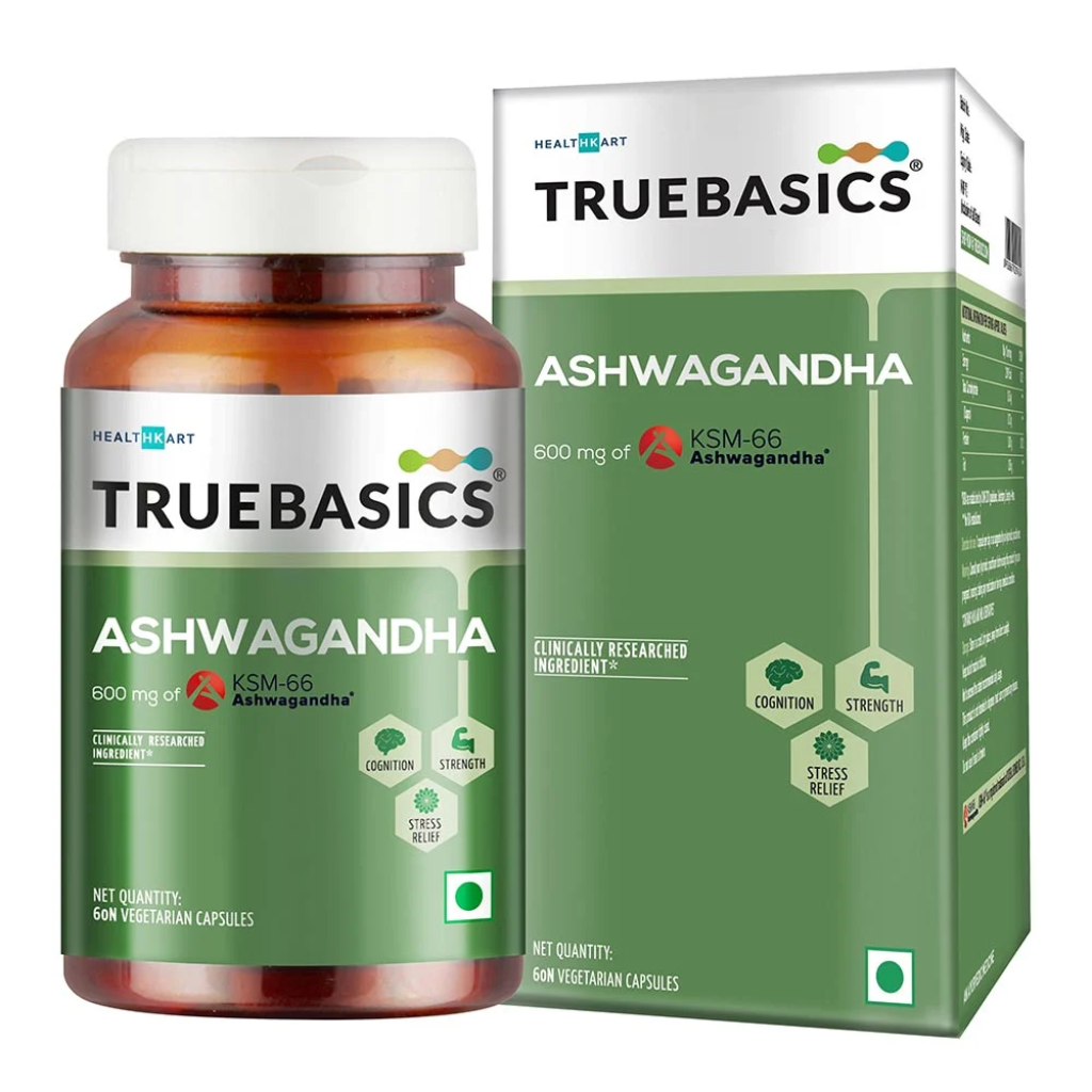 TrueBasics Ashwagandha with 600 mg of KSM-66, 60 capsules