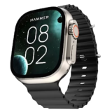 HAMMER Active 2.0 1.95″ Display Bluetooth Calling Smart Watch with Metal Body, in-Built Games, Wireless Charging, AOD, 600 NITS Brightness (Black)